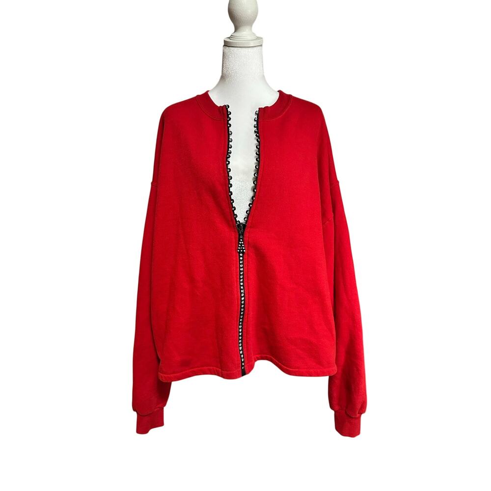 Vintage red zip up  cardigan sweater